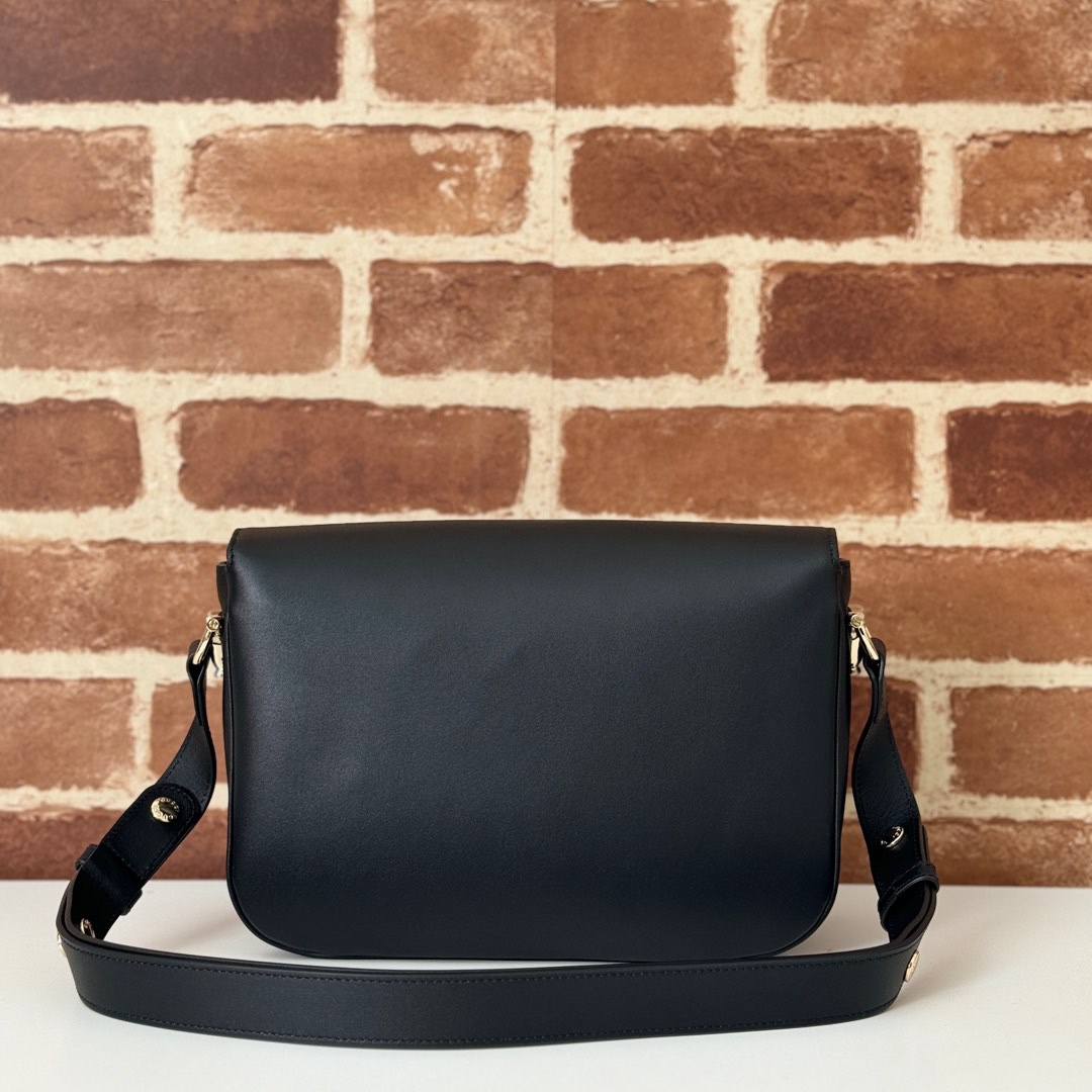     Luxury-Style Black Leather Horsebit Shoulder Bag product image 2 thumbnail