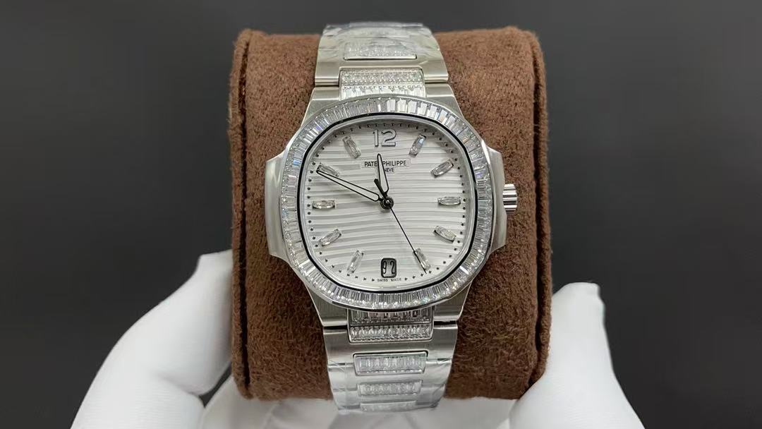 Patek Philippe-Style Nautilus 7014 Diamond Bezel Ladies Watch