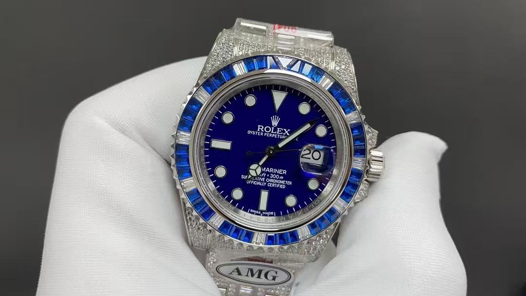 Rolex GMT II Full Diamond Custom Edition by AMG – 40mm Stainless Steel