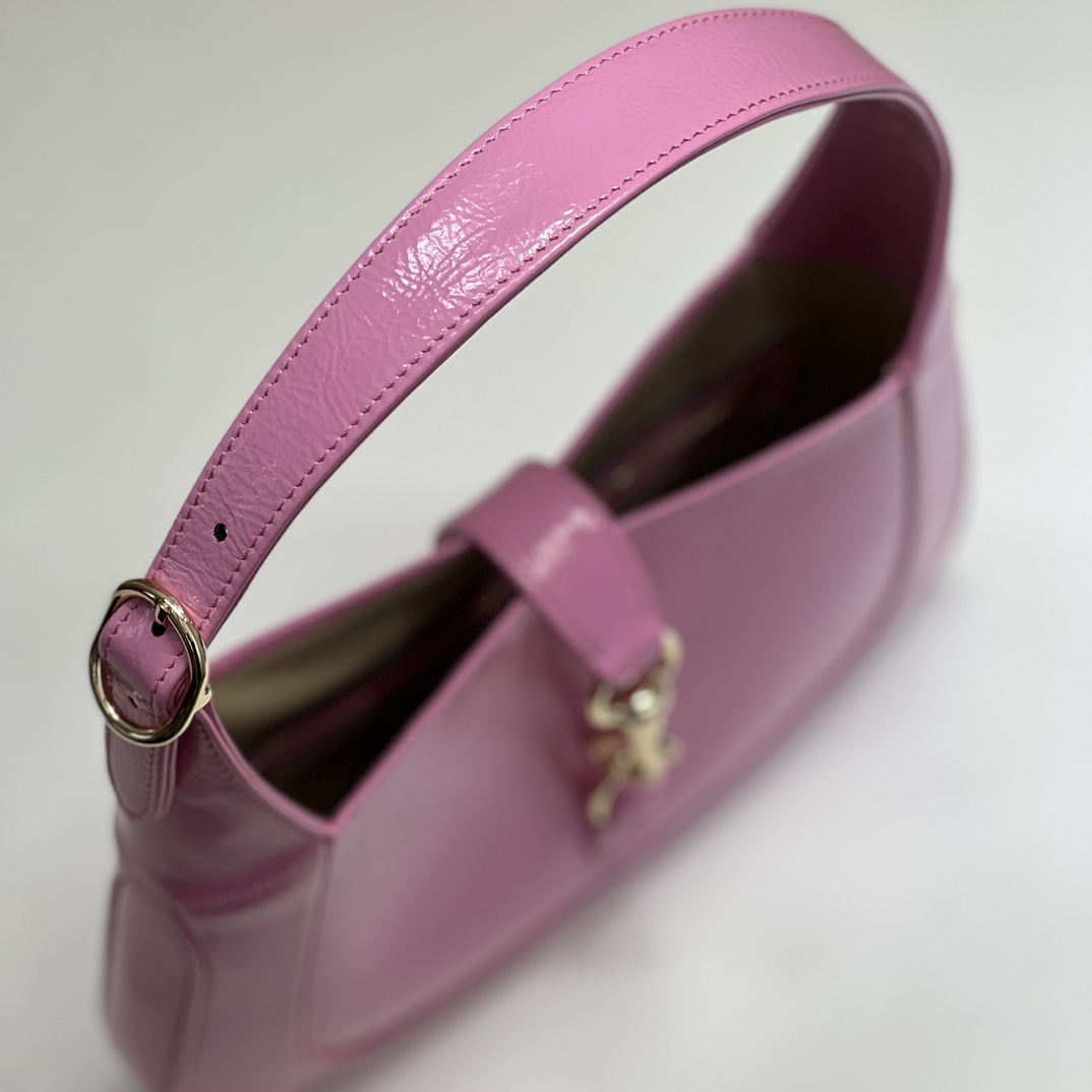 Pink Leather Shoulder Bag with Equestrian Hardware