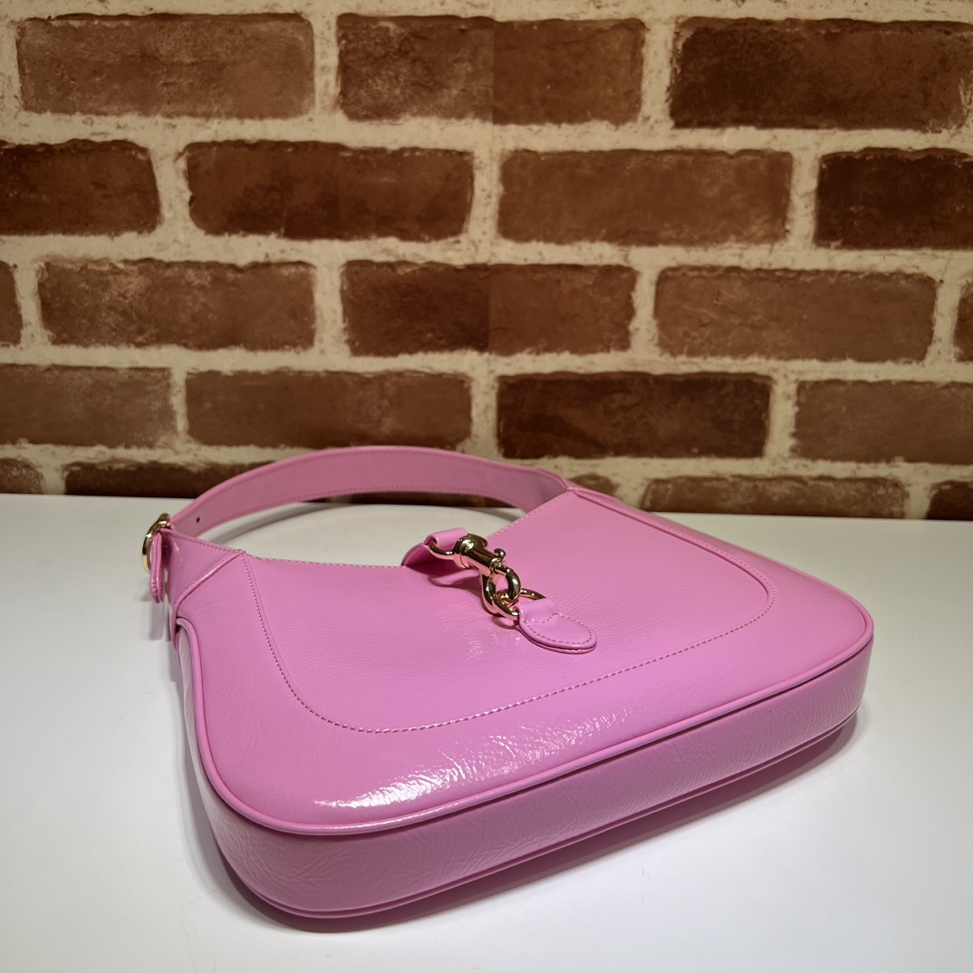 Pink Leather Shoulder Bag with Equestrian Hardware product image 5 thumbnail