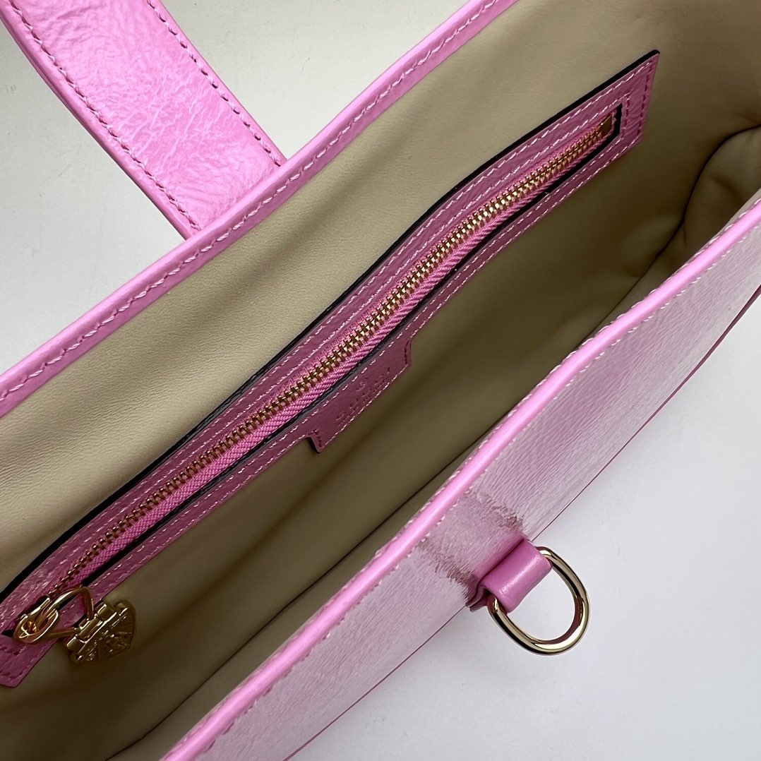 Pink Leather Shoulder Bag with Equestrian Hardware product image 6 thumbnail