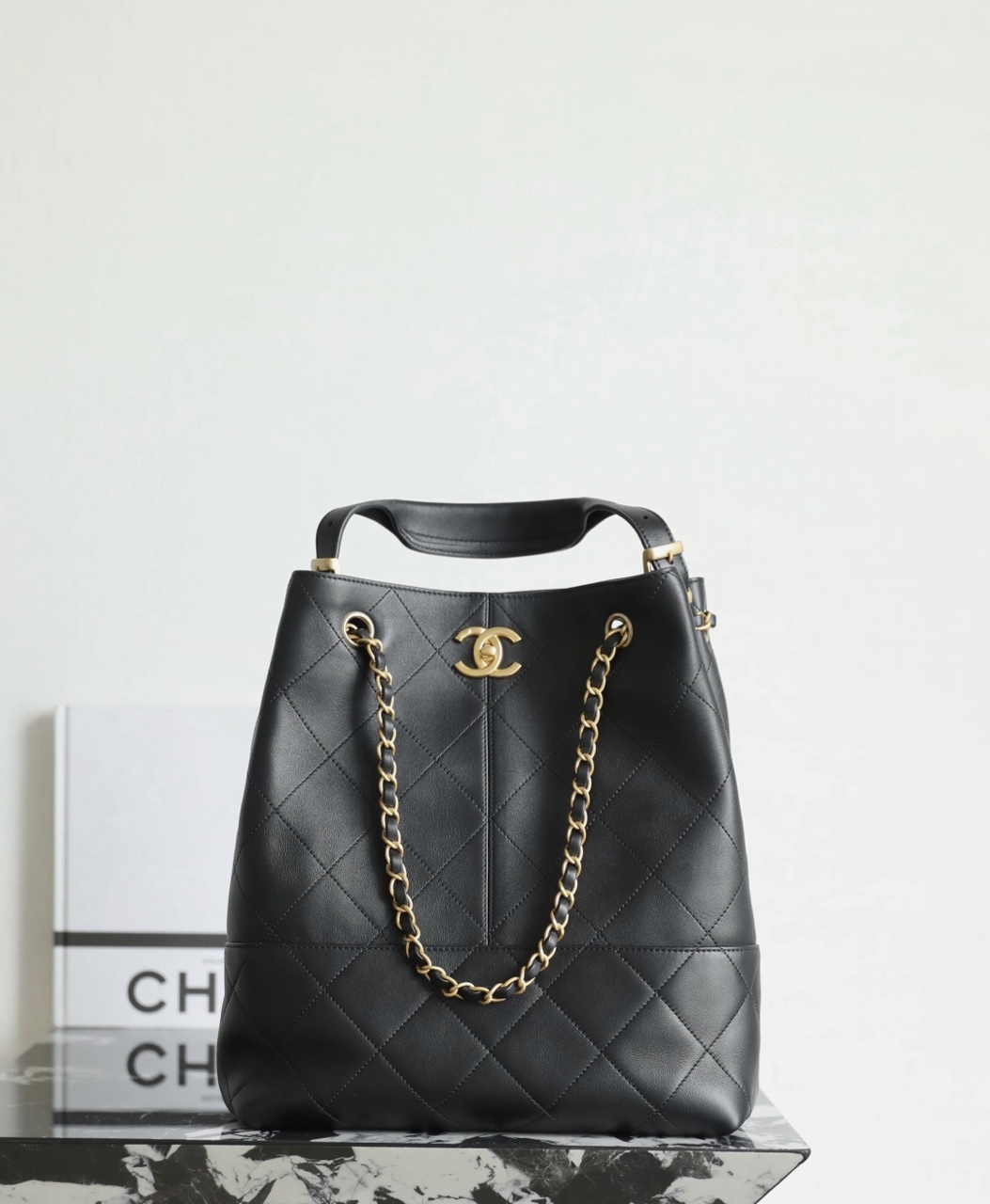     Chanel 25A Black Calfskin Vertical Shopping Tote Bag product image 3 thumbnail