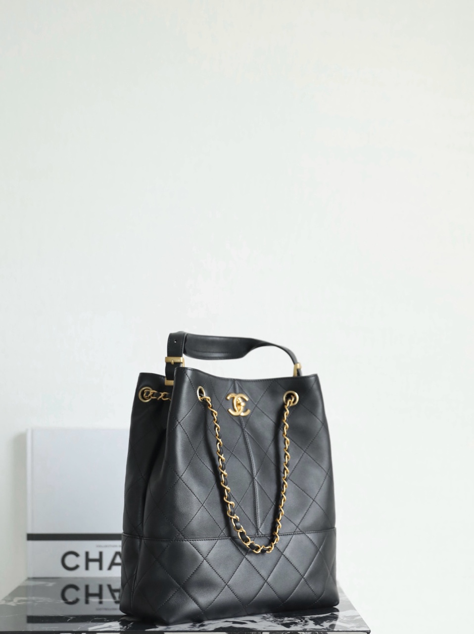     Chanel 25A Black Calfskin Vertical Shopping Tote Bag product image 4 thumbnail