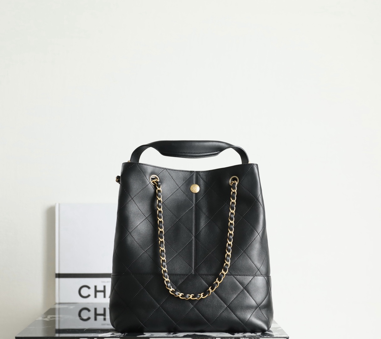     Chanel 25A Black Calfskin Vertical Shopping Tote Bag product image 5 thumbnail