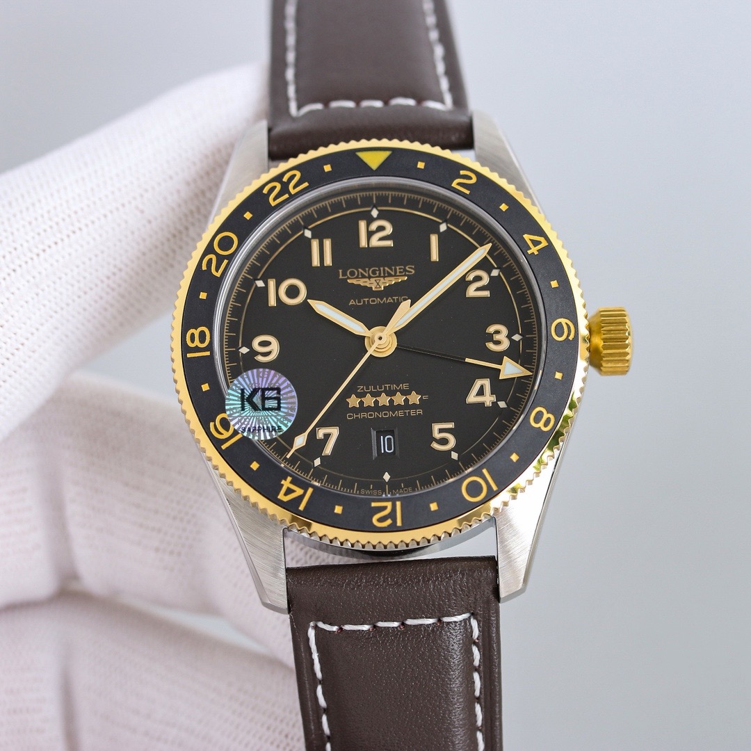 Longines-Style Spirit Zulu Time GMT Automatic Watch