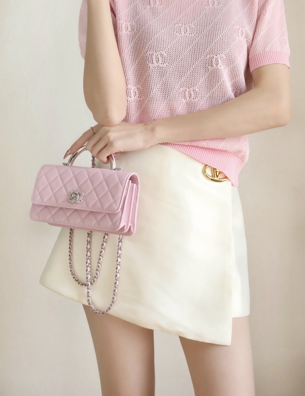     Cherry Blossom Pink Quilted Mini Top‑Handle Bag product image 2 thumbnail