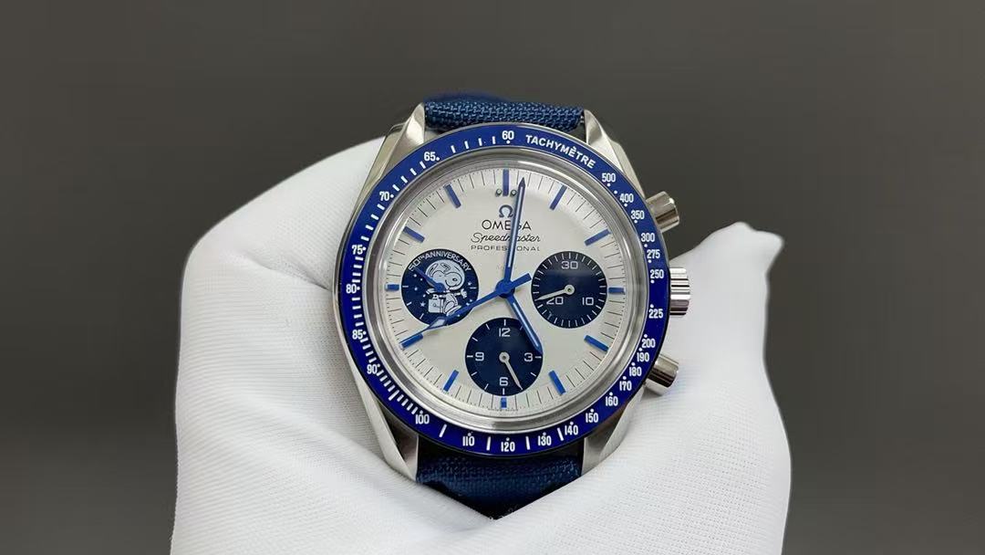 Omega-Style Speedmaster Snoopy 42mm Chronograph Watch