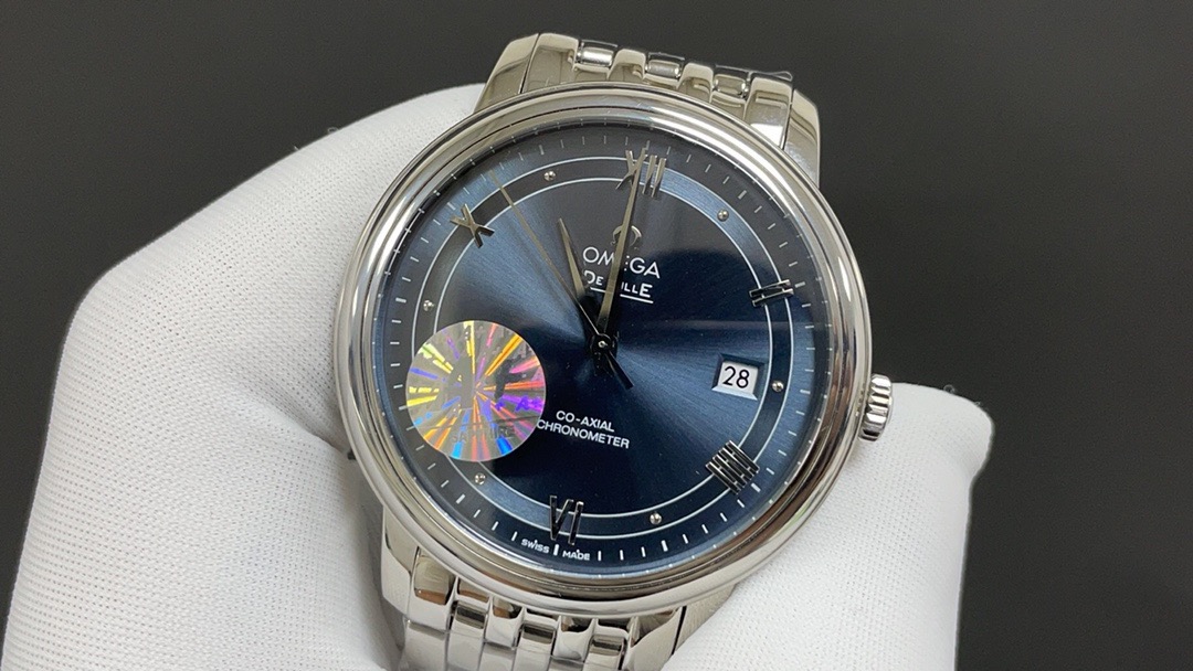 Omega-Style De Ville Blue Dial Automatic Dress Watch