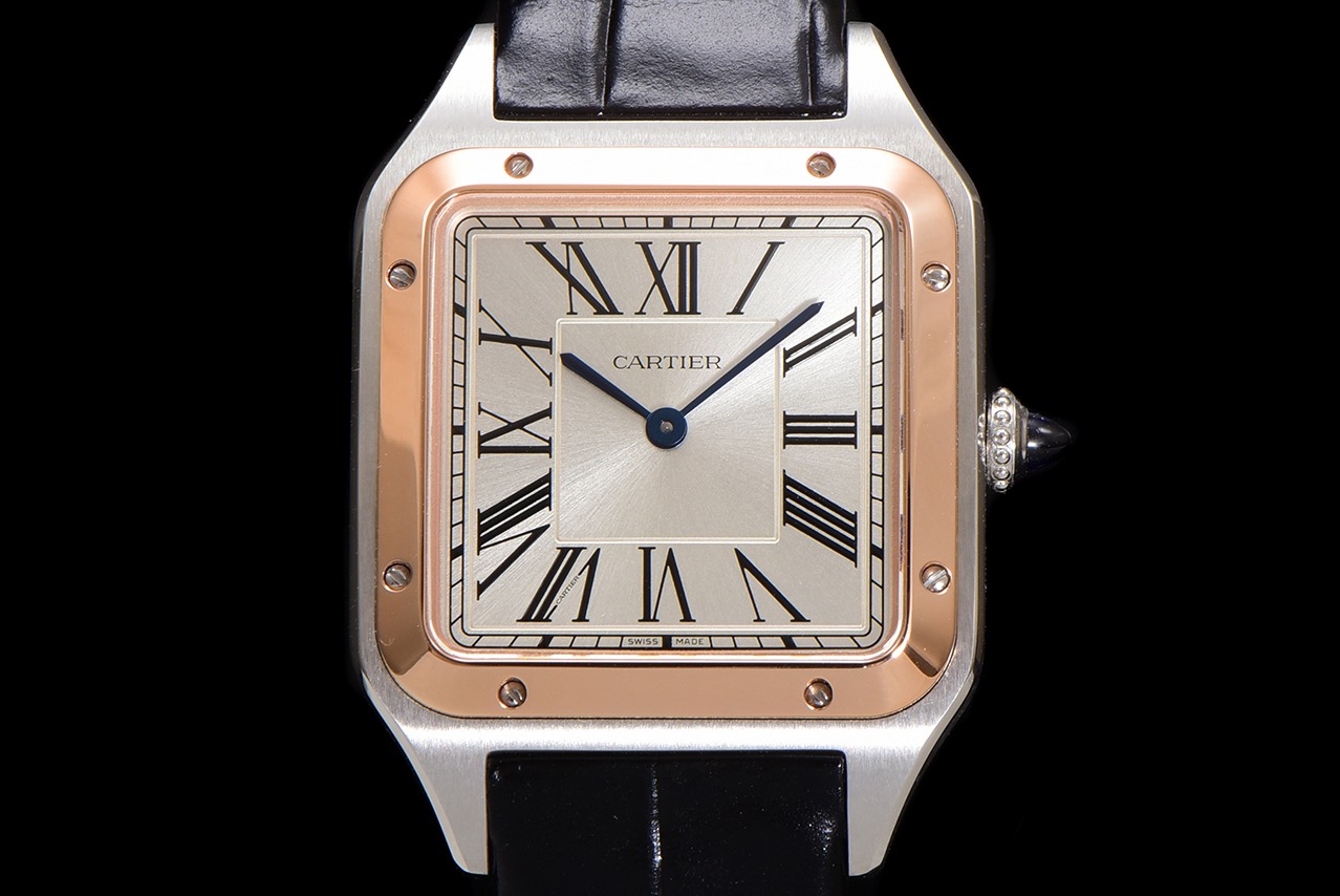 Cartier-Style Santos-Dumont Two-Tone Square Dress Watch