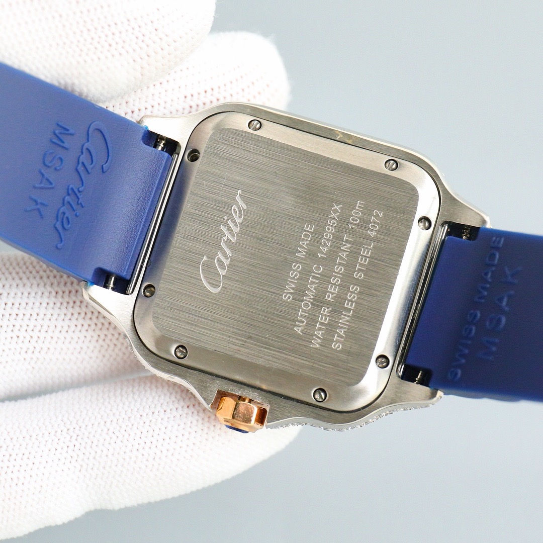 Cartier Santos Full Diamond 40mm Automatic Watch with Rubber Strap product image 6 thumbnail