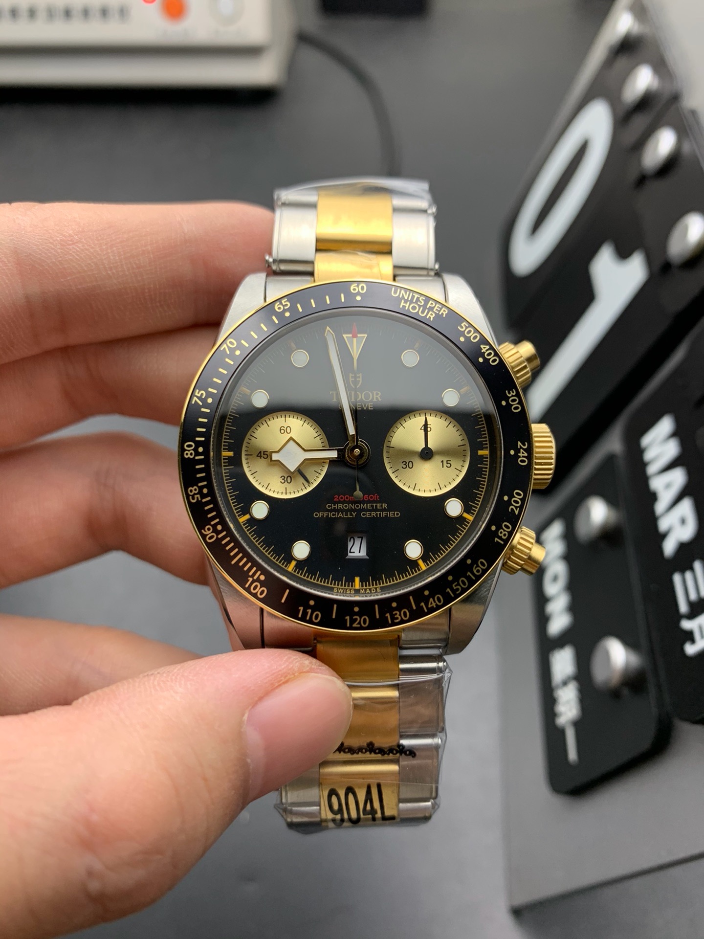 Tudor-Style Black Bay Chronograph Two-Tone 41mm Automatic Watch