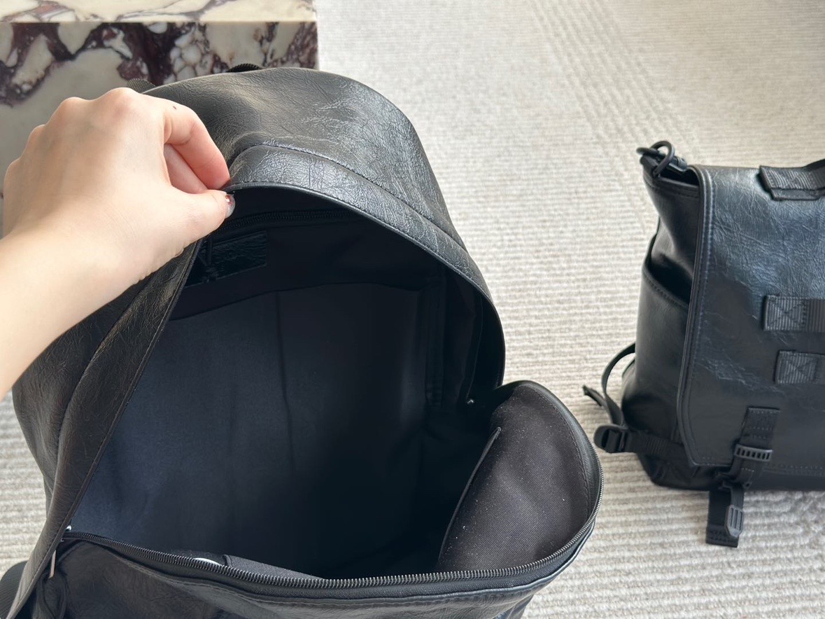     Balenciaga-Style Black Leather Backpack product image 6 thumbnail