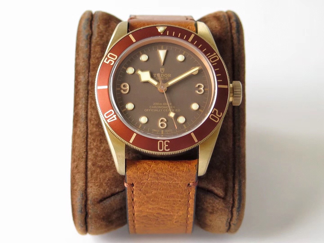 Tudor Black Bay Bronze 43mm Brown Dial Leather Strap Watch