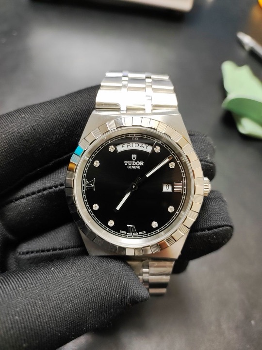 Tudor Royal Day-Date 41mm Black Dial Diamond Marker Watch product image 4 thumbnail