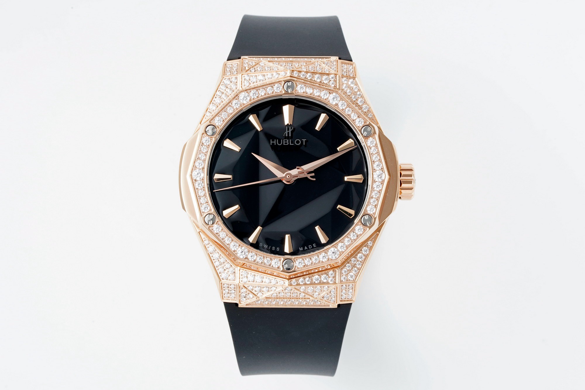 Hublot Faceted Rose-Gold Tone Crystal-Set Automatic Watch