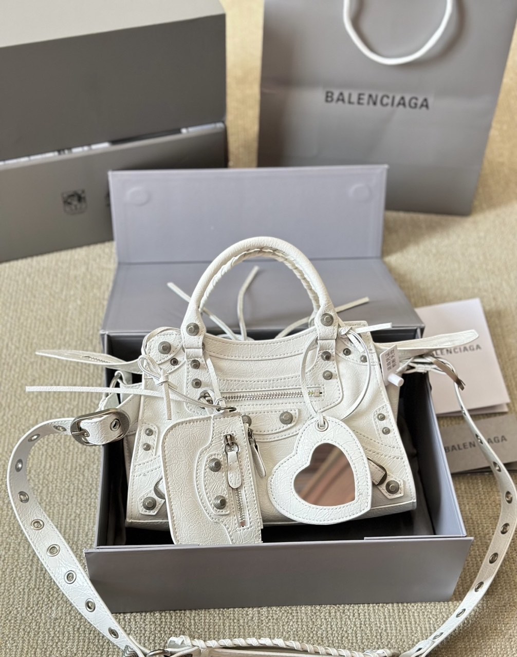     Balenciaga Mini City Ivory Leather Bag