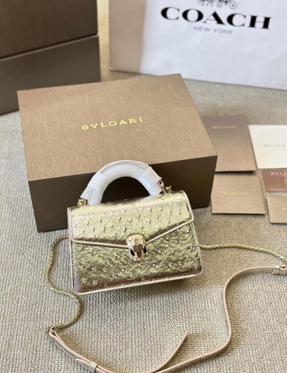 BVLGARI Serpenti Forever Metallic Gold Top Handle Chain Bag product image 2 thumbnail