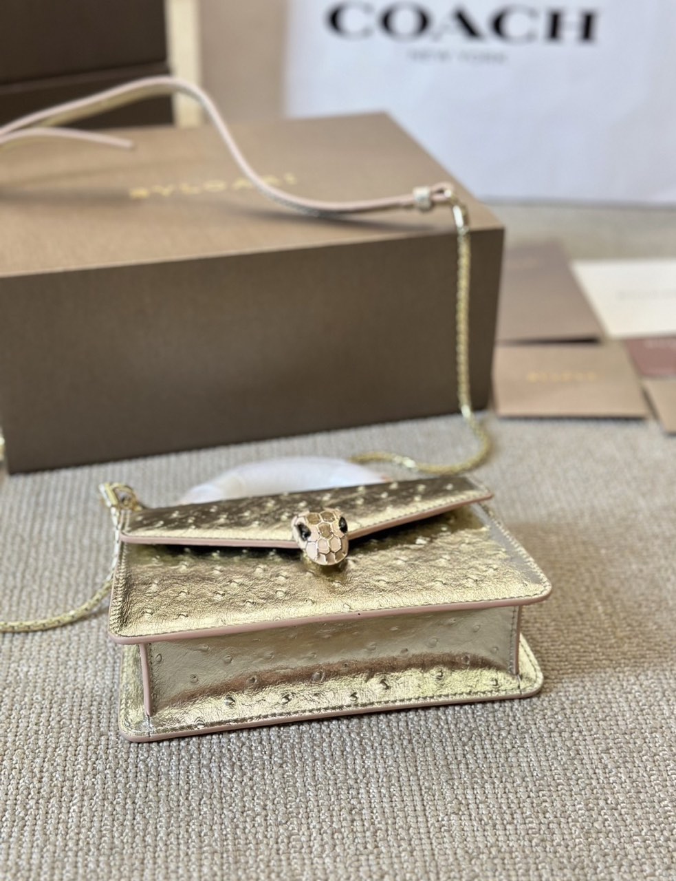 BVLGARI Serpenti Forever Metallic Gold Top Handle Chain Bag product image 6 thumbnail