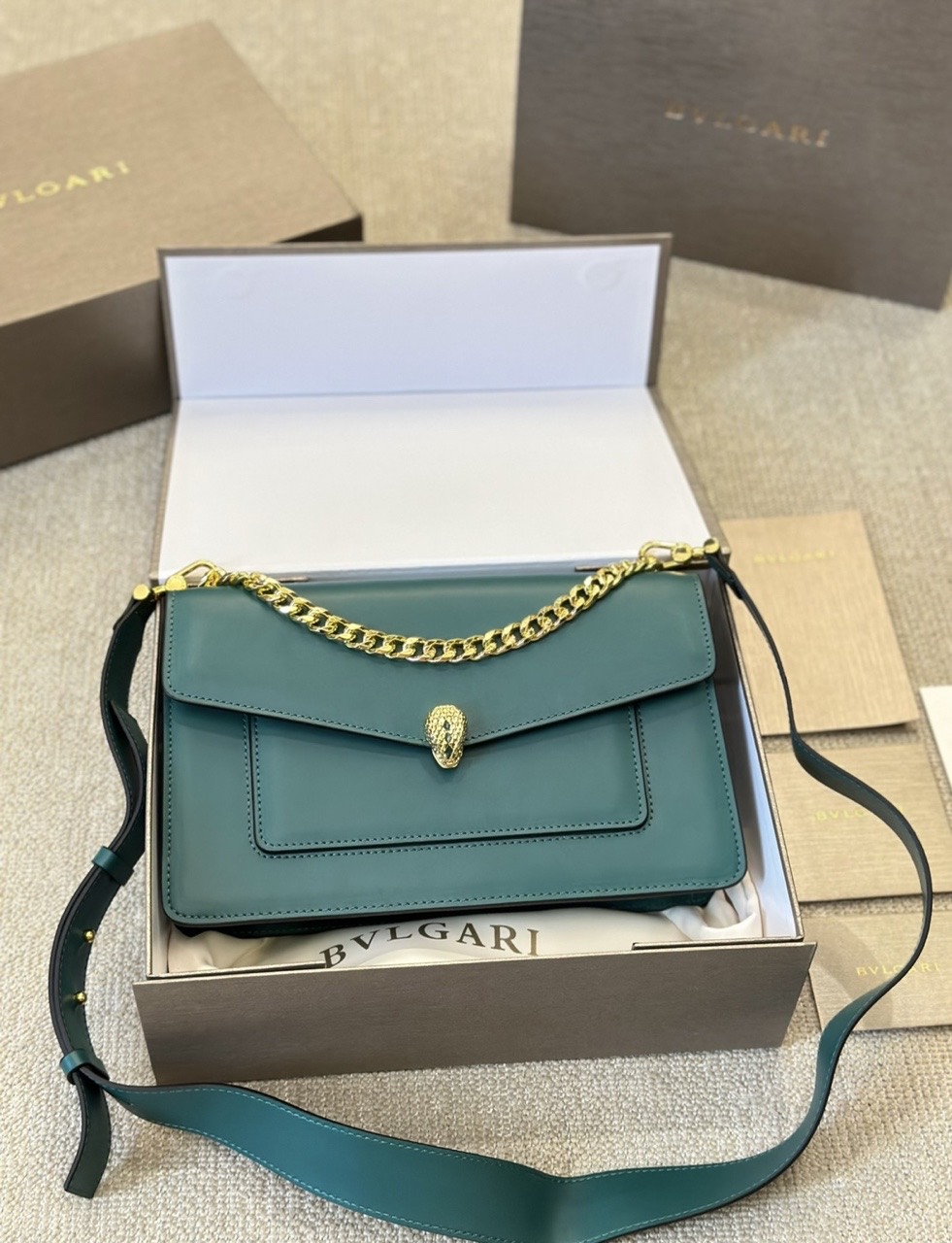 Bvlgari Serpenti SS24 Limited Edition WOC Accordion Chain Shoulder Bag – Green