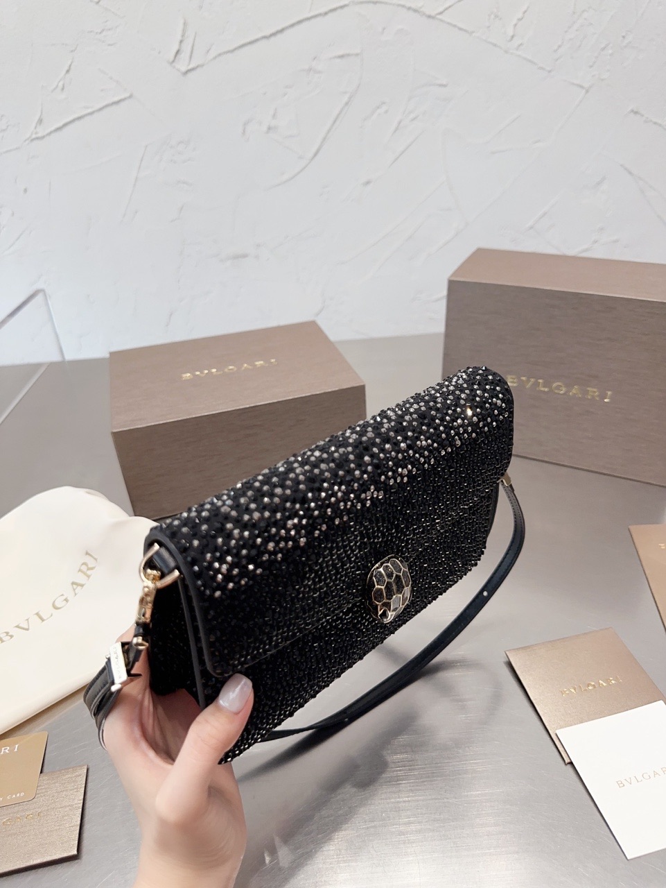 Bvlgari Serpenti 23SS Limited Edition Crystal Embellished Shoulder Bag – Black product image 2 thumbnail