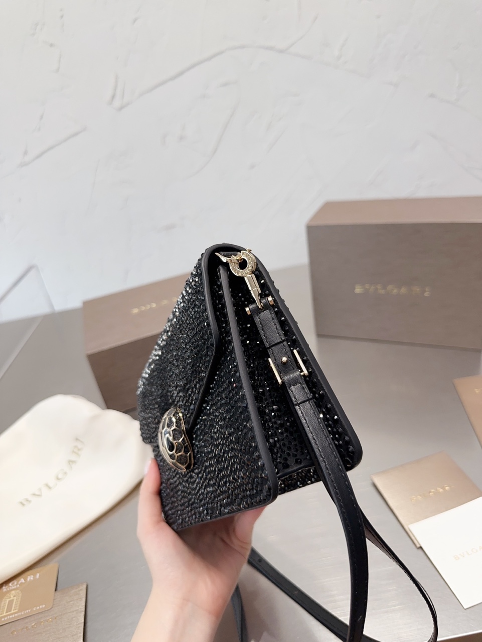 Bvlgari Serpenti 23SS Limited Edition Crystal Embellished Shoulder Bag – Black product image 3 thumbnail