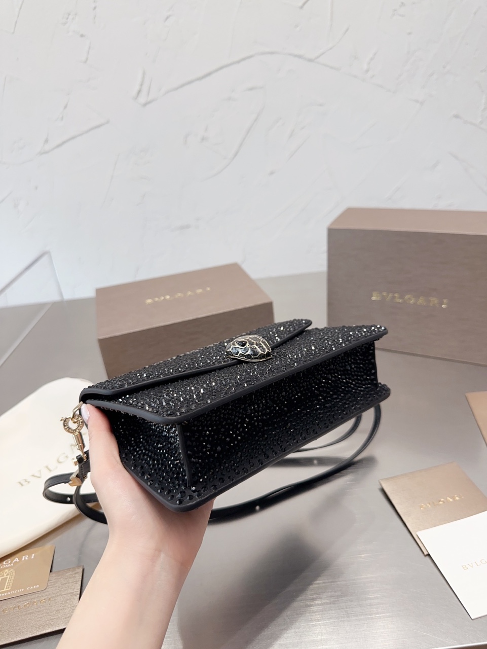 Bvlgari Serpenti 23SS Limited Edition Crystal Embellished Shoulder Bag – Black product image 4 thumbnail