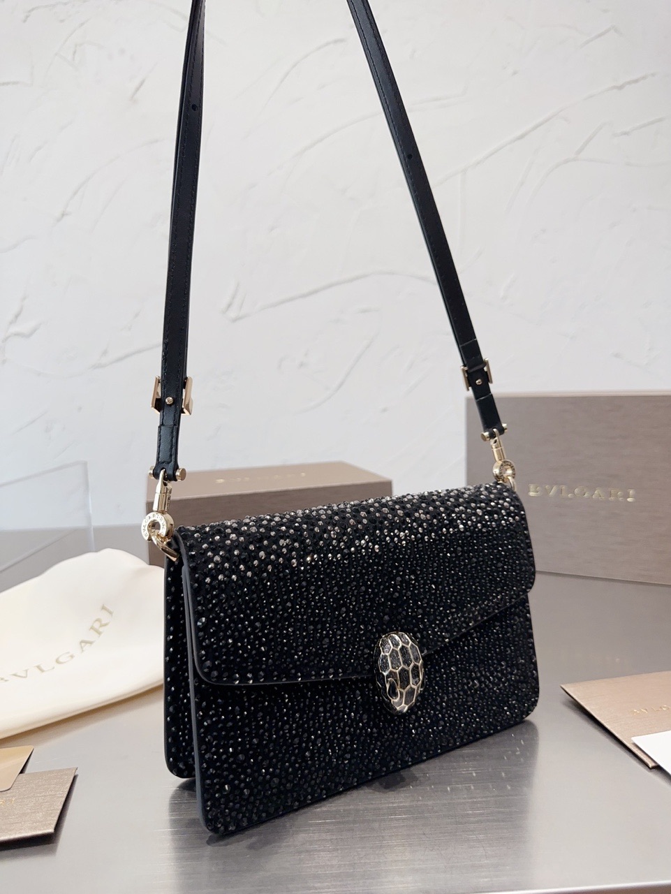 Bvlgari Serpenti 23SS Limited Edition Crystal Embellished Shoulder Bag – Black product image 5 thumbnail