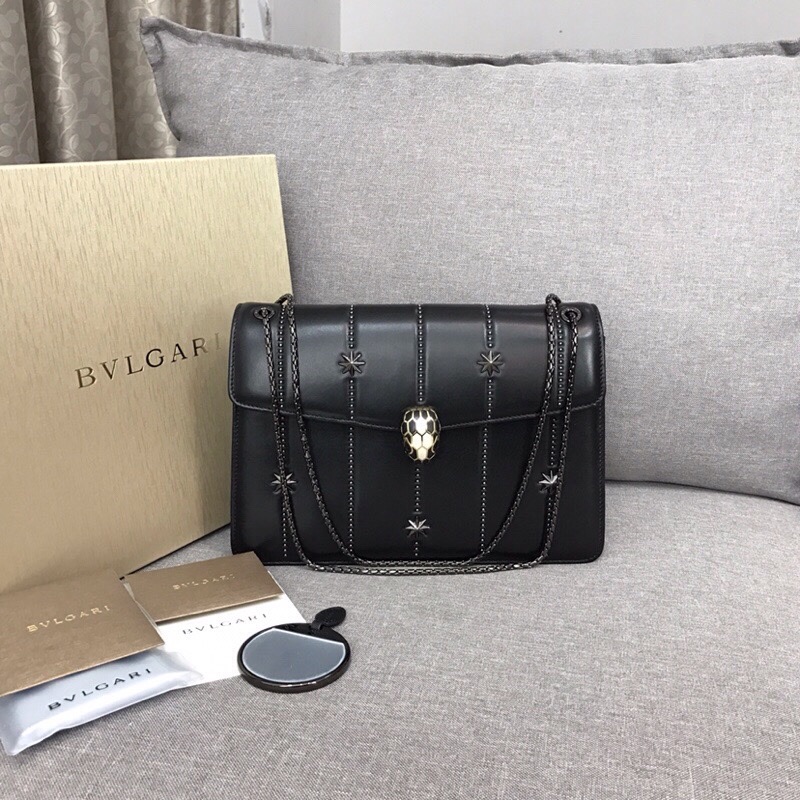 Bvlgari Serpenti Forever Winter Stars Flap Chain Bag – Black