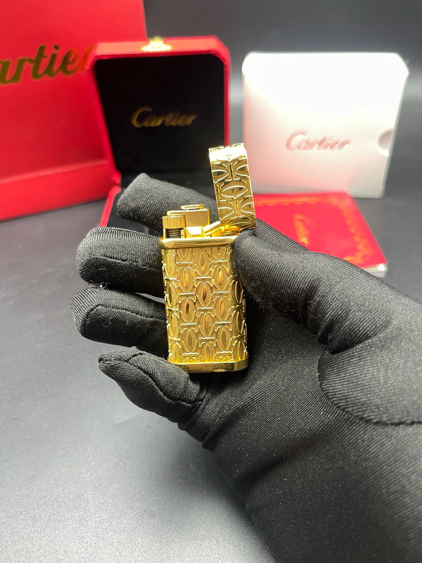 Cartier C de Cartier Gold-Tone Patterned Gas Lighter product image 3 thumbnail
