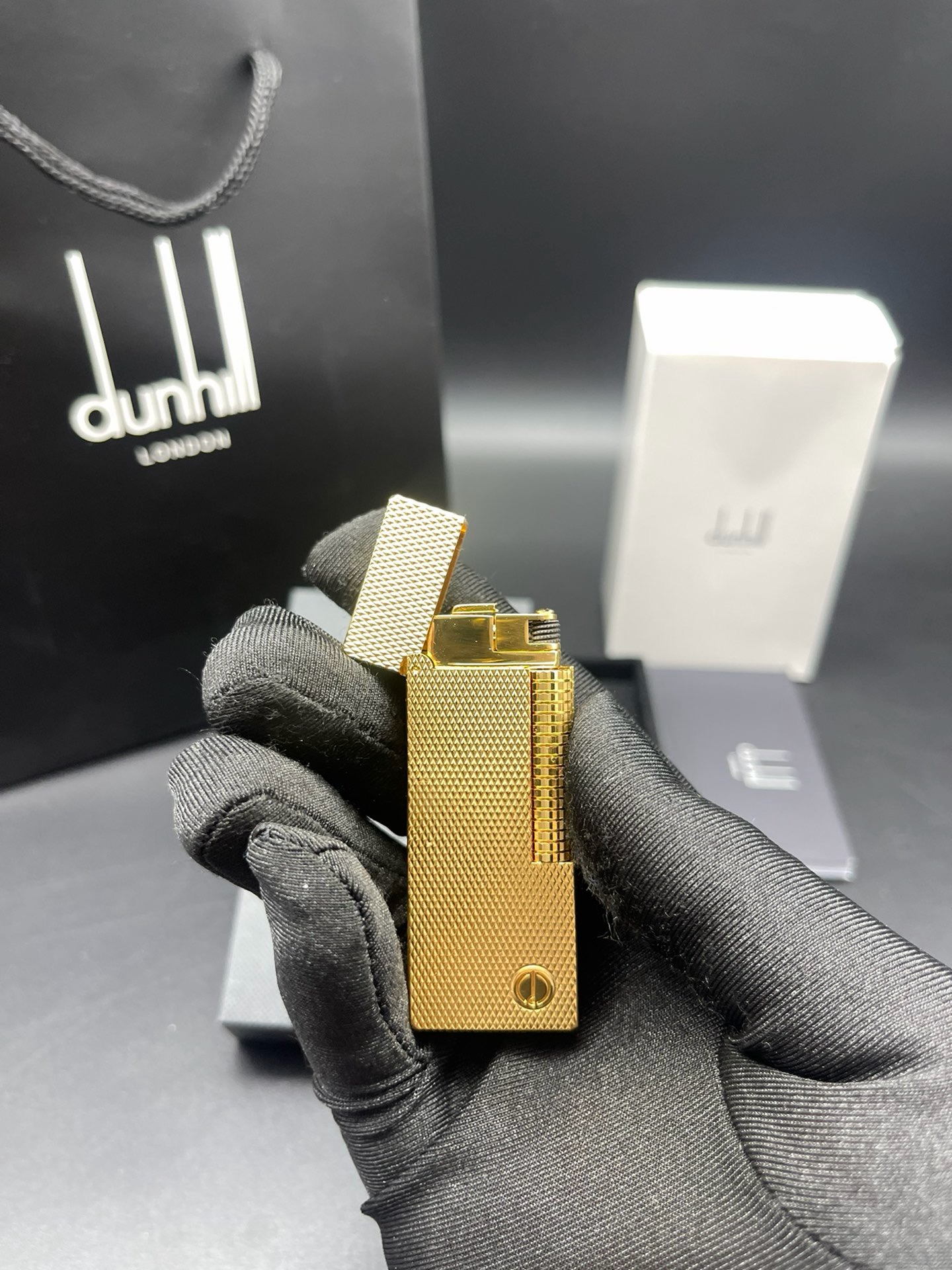 Dunhill Rollagas Gold-Tone Diamond-Cut Gas Lighter