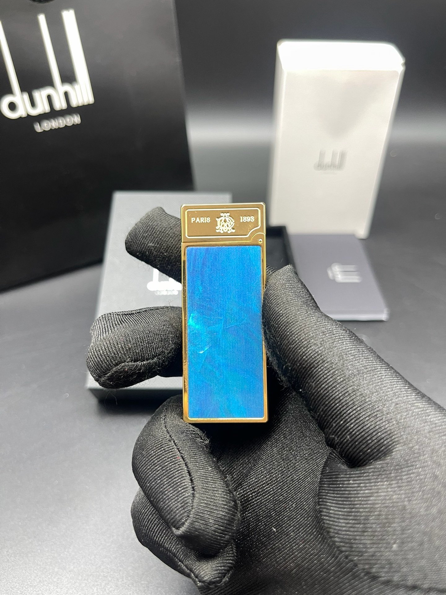 Dunhill Rollagas Blue Mother of Pearl Gas Lighter