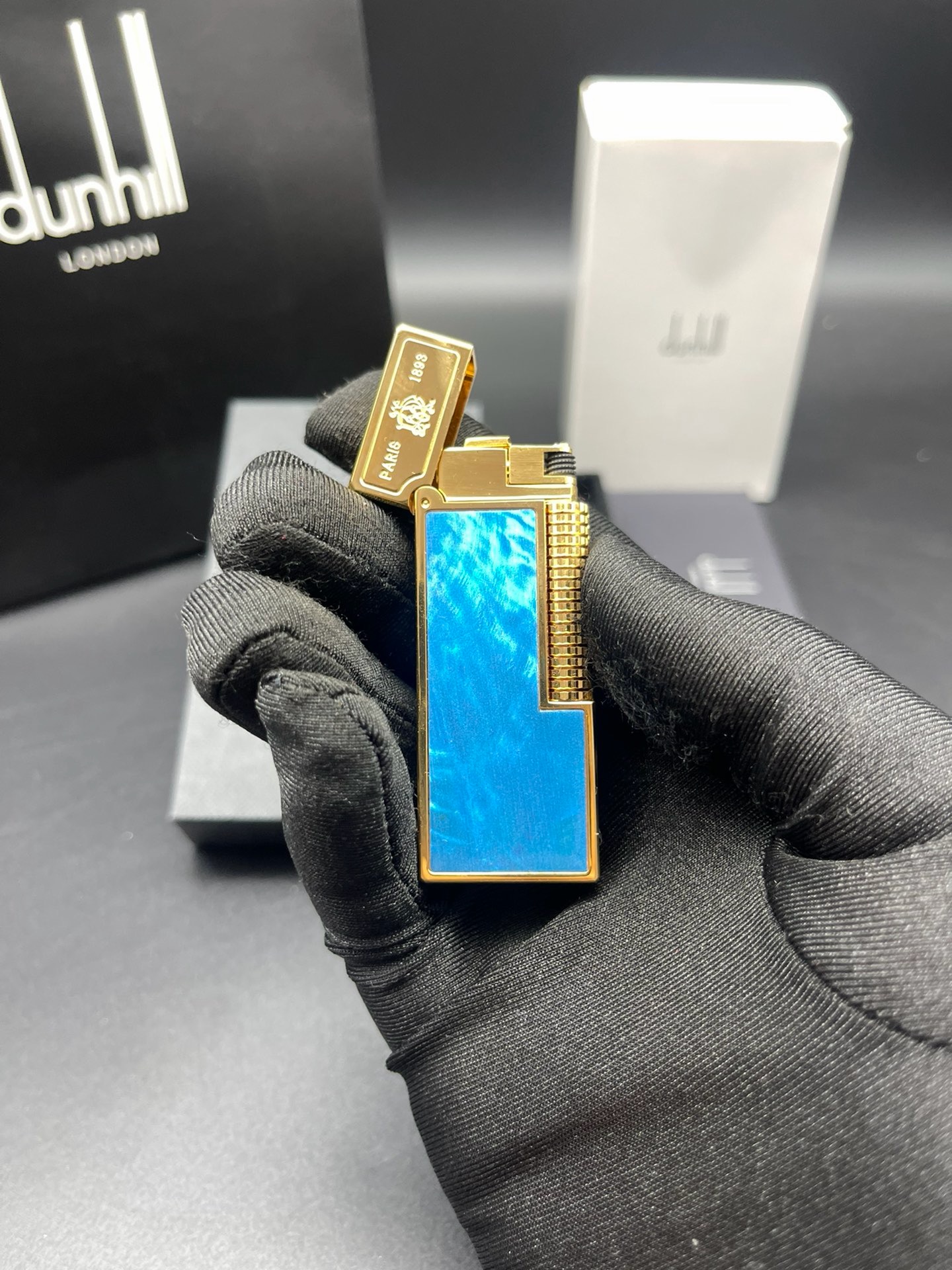 Dunhill Rollagas Blue Mother of Pearl Gas Lighter product image 2 thumbnail