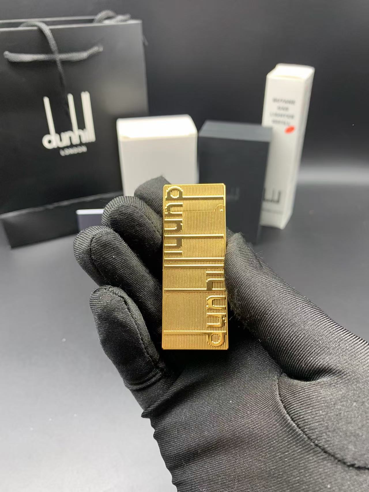 Dunhill Rollagas Gold-Tone Logo Embossed Gas Lighter
