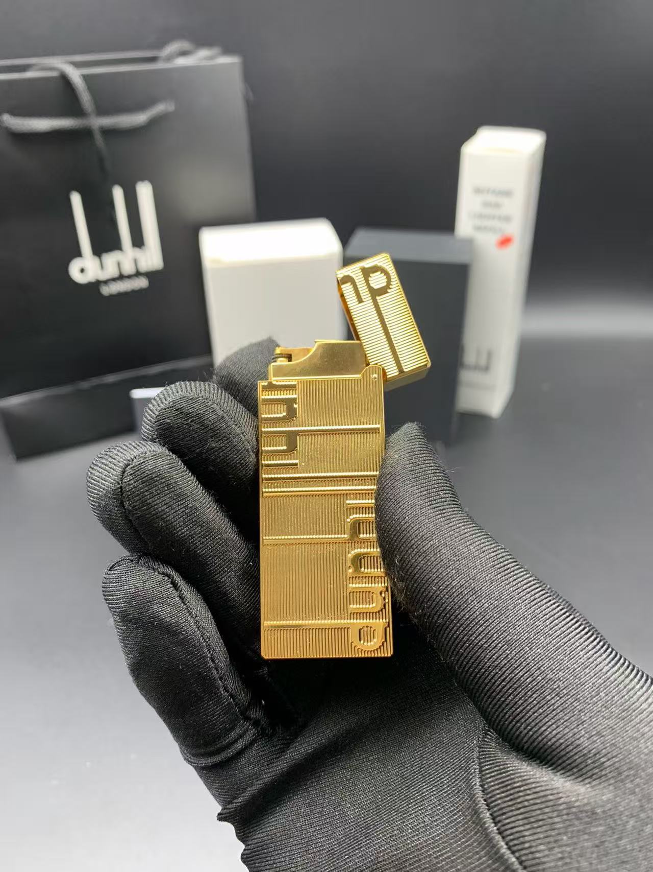Dunhill Rollagas Gold-Tone Logo Embossed Gas Lighter product image 3 thumbnail