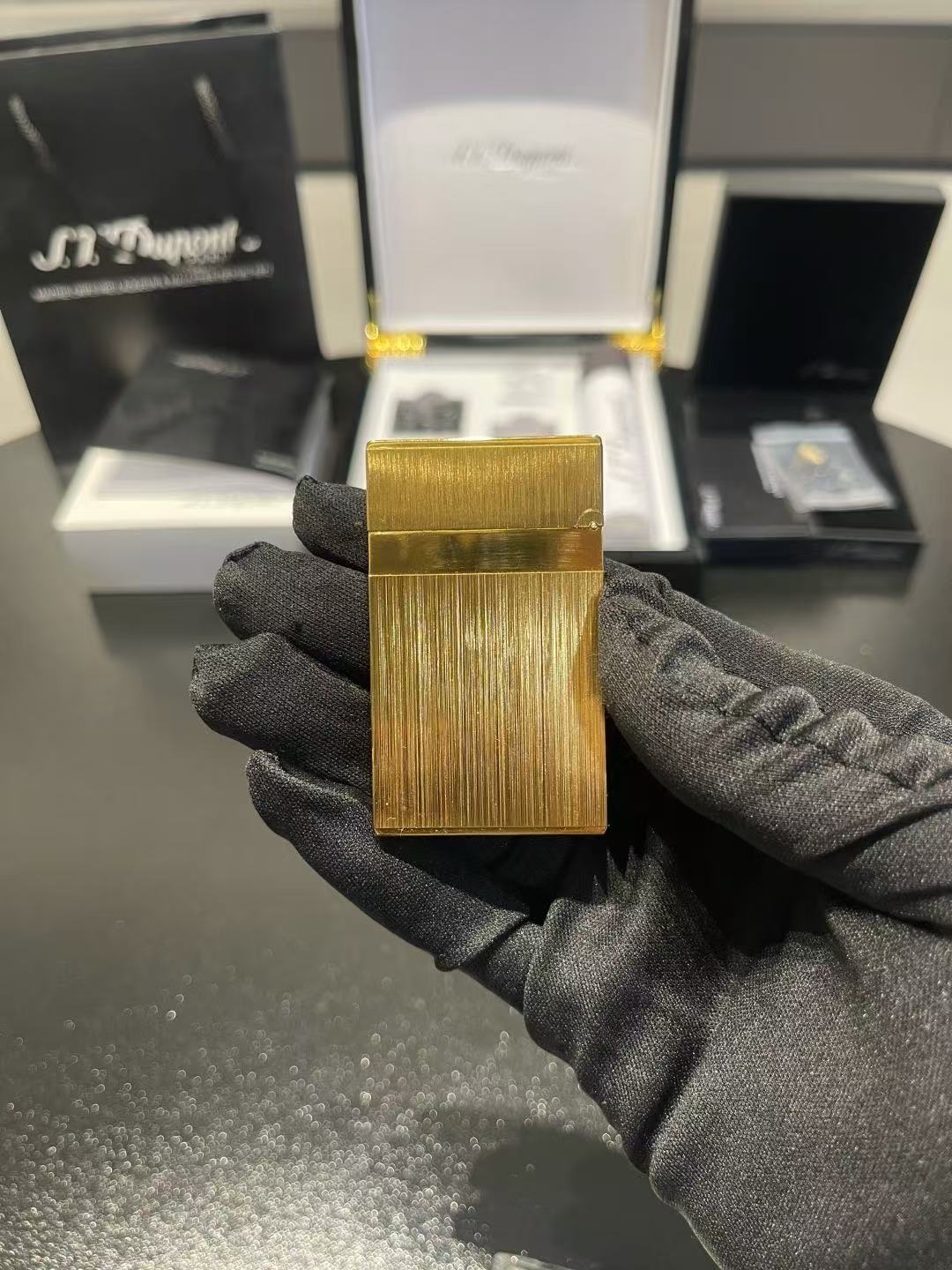 S.T. Dupont Ligne 2 Vertical-Brushed Gold-Tone Gas Lighter product image 2 thumbnail