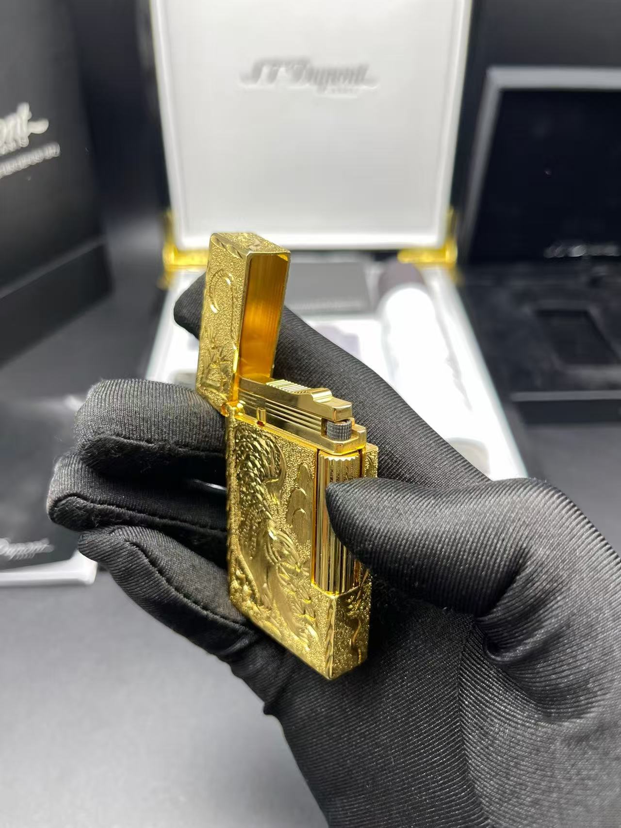 S.T. Dupont Ligne 2 Tiger Relief Gold-Tone Gas Lighter product image 3 thumbnail