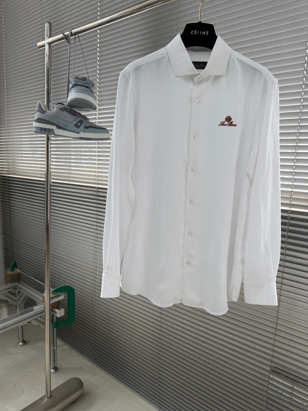 Loro Piana Crown Logo Embroidered Cotton-Linen Shirt