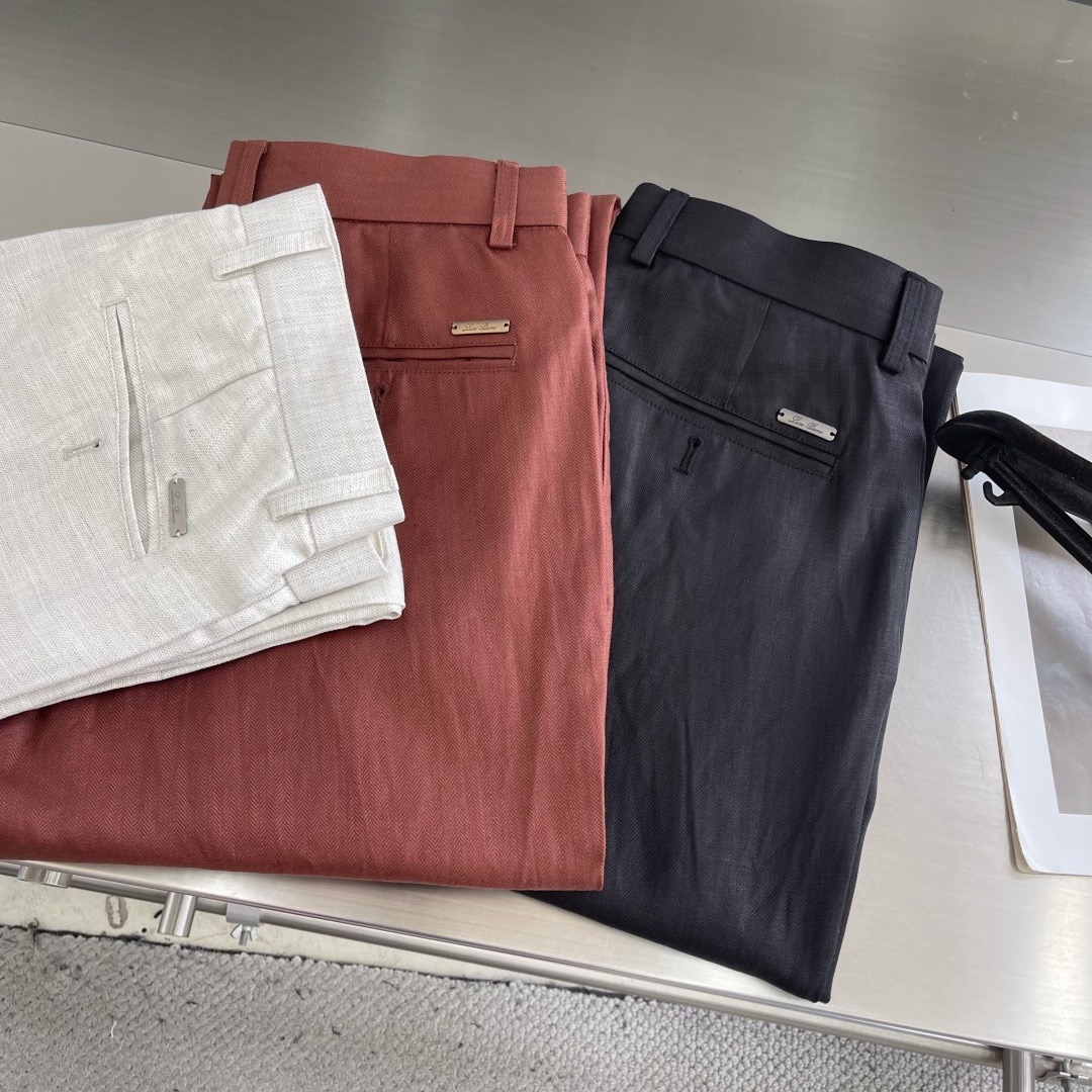 Loro Piana Herringbone Cotton-Linen Tapered Cropped Trousers product image 3 thumbnail