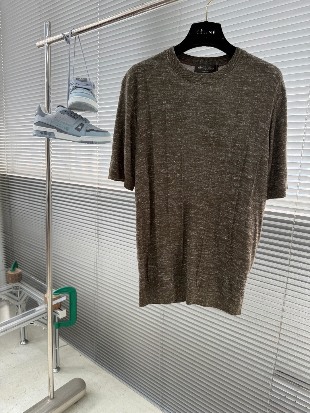 Loro Piana Heathered Ribbed Linen-Blend Knit T-Shirt