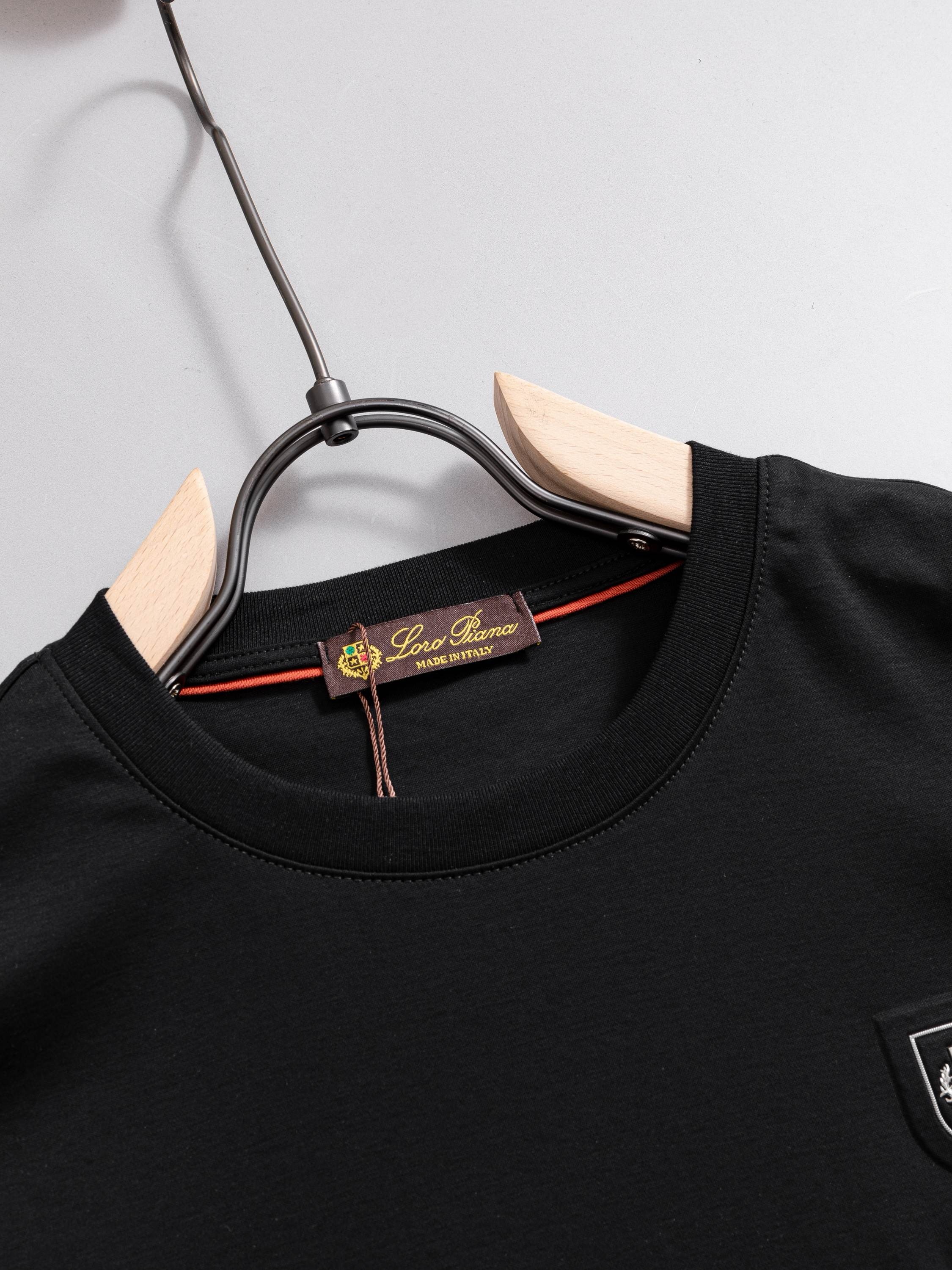 Loro Piana Crest Embroidered Mercerized Cotton T-Shirt product image 3 thumbnail