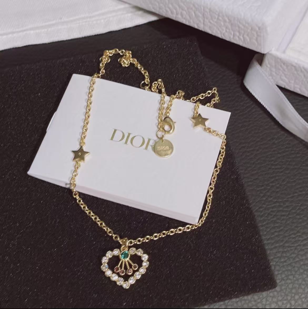 Dior in Heart Lights Multicolor Crystal Heart Necklace