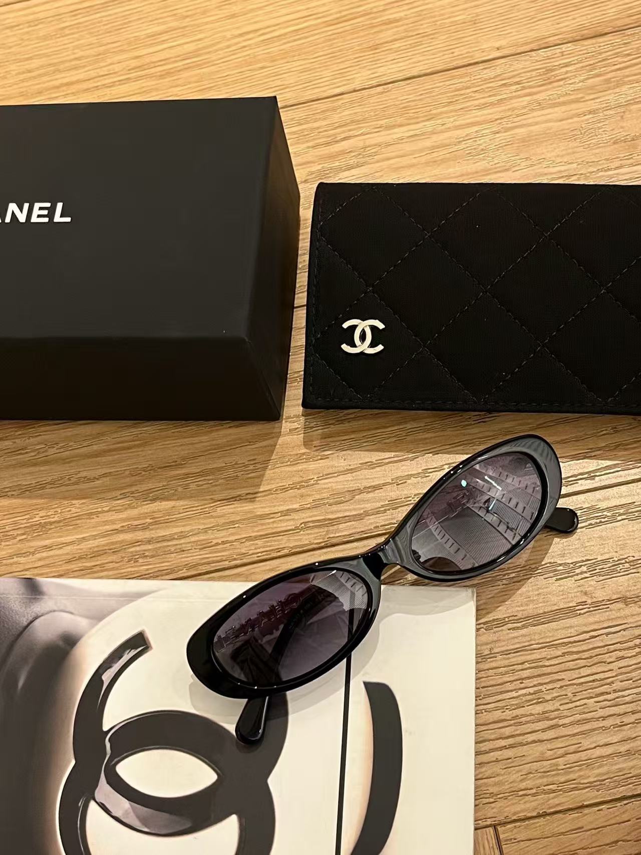 Chanel Vintage Oval Cat-Eye Acetate Sunglasses