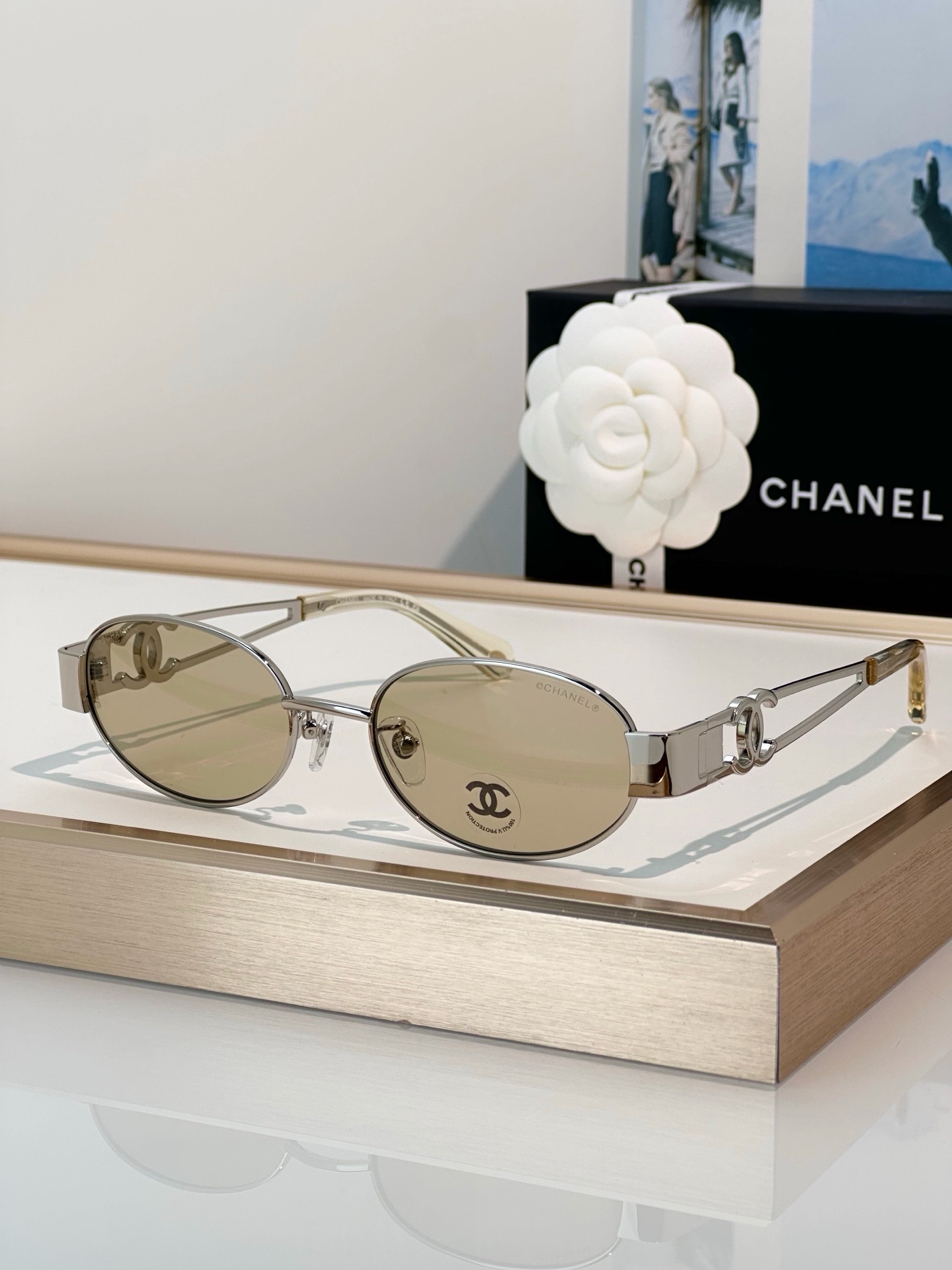Chanel Oval Metal Double C Sunglasses product image 3 thumbnail