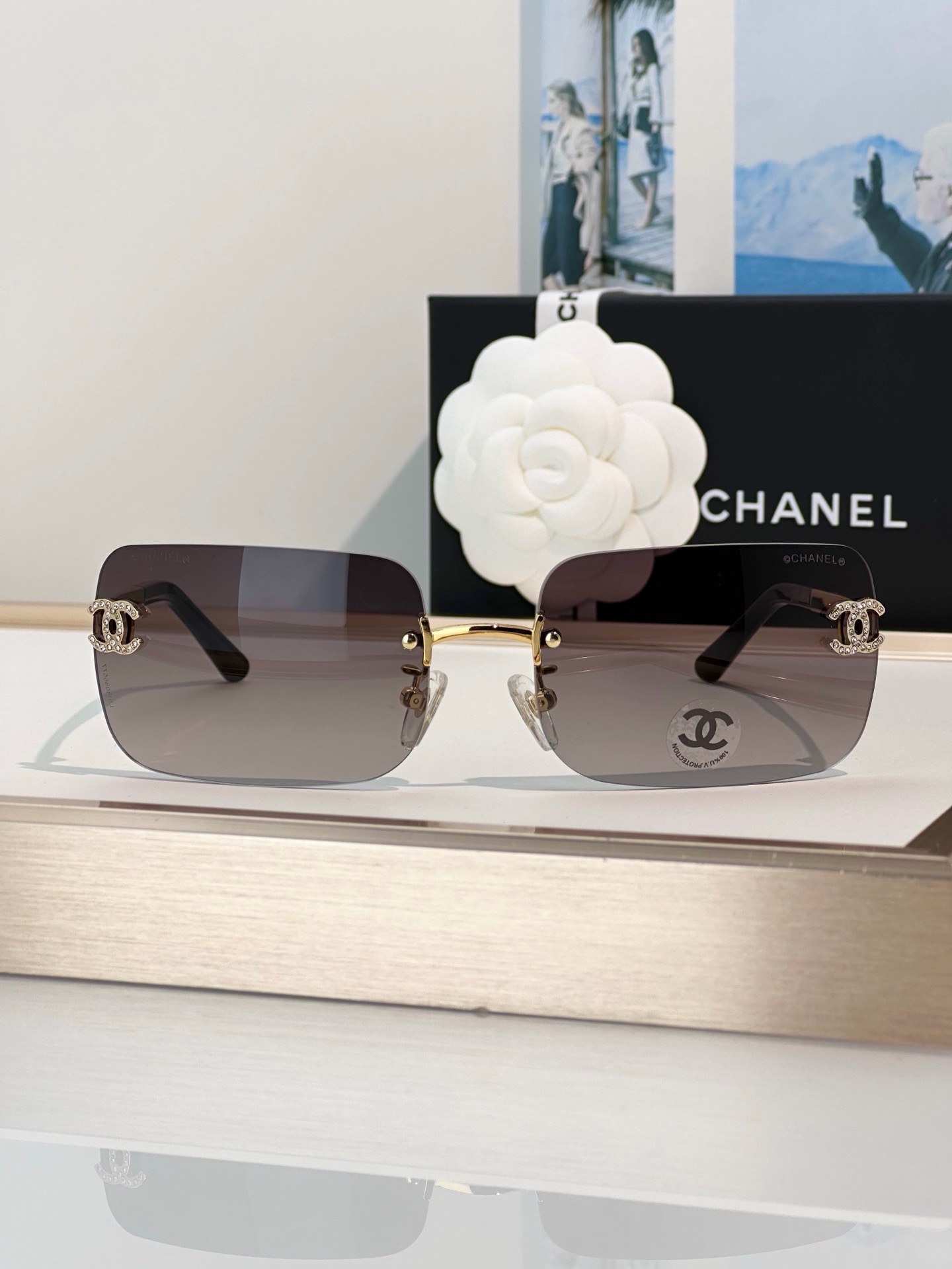 Chanel Rimless Square Gradient Sunglasses