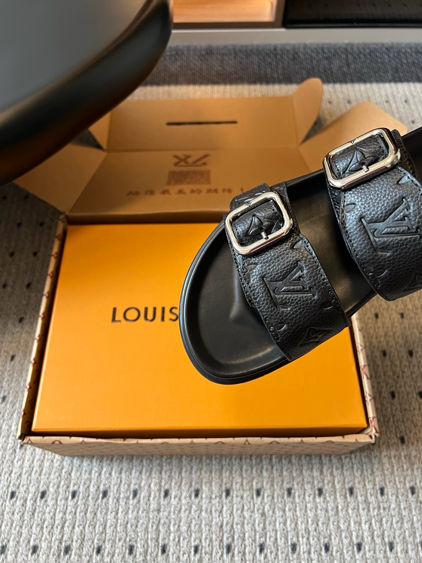 Louis Vuitton Miami Monogram Embossed Double-Buckle Leather Slides product image 4 thumbnail