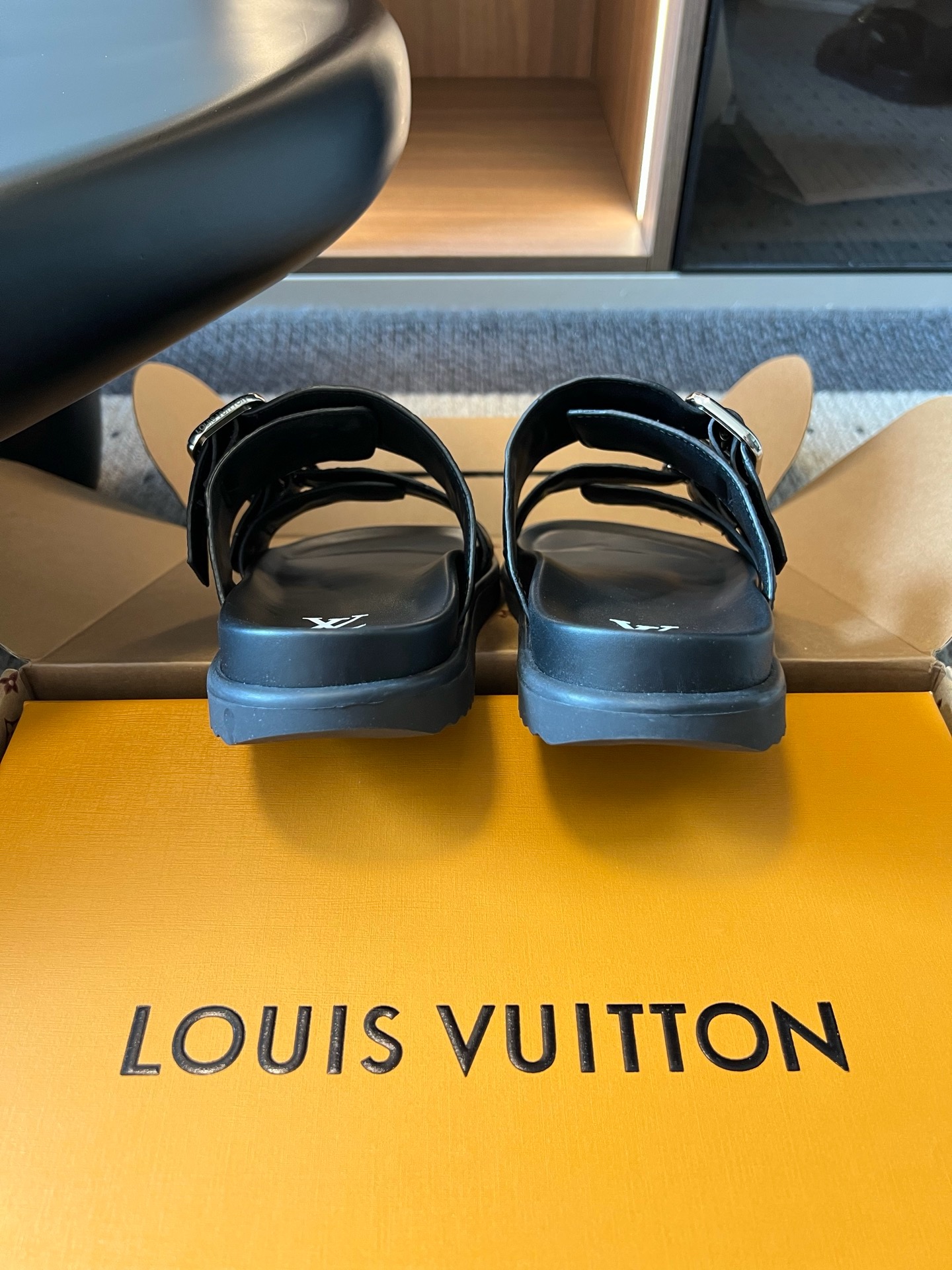 Louis Vuitton Miami Monogram Embossed Double-Buckle Leather Slides product image 5 thumbnail