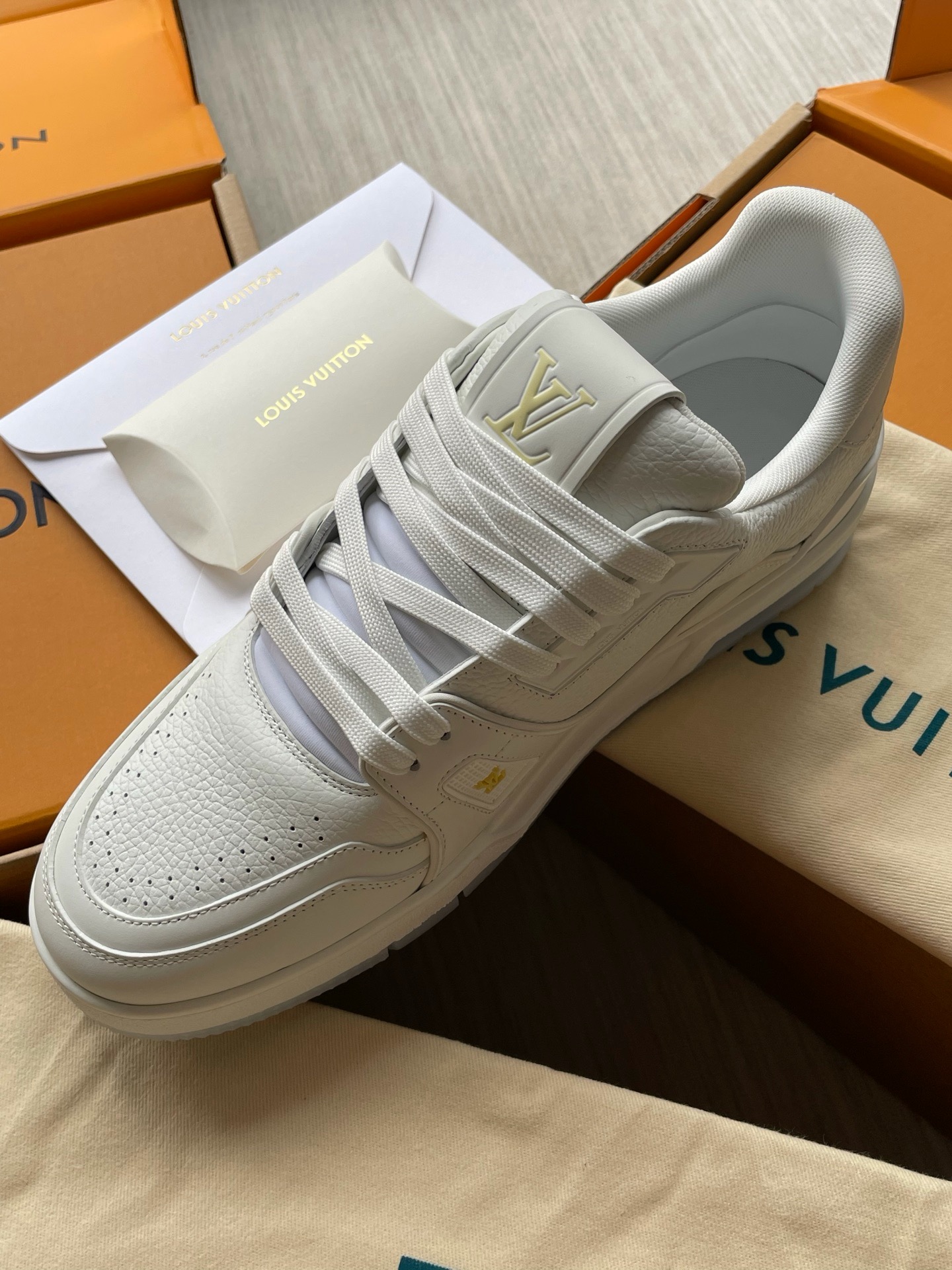 Louis Vuitton Trainer Floral Embroidered Grained Calf Leather Low-Top Sneakers product image 2 thumbnail