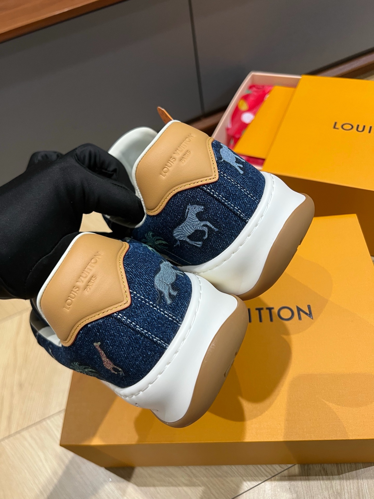 Louis Vuitton Skate Tropical Animal Print Washed Denim Low-Top Sneakers product image 3 thumbnail