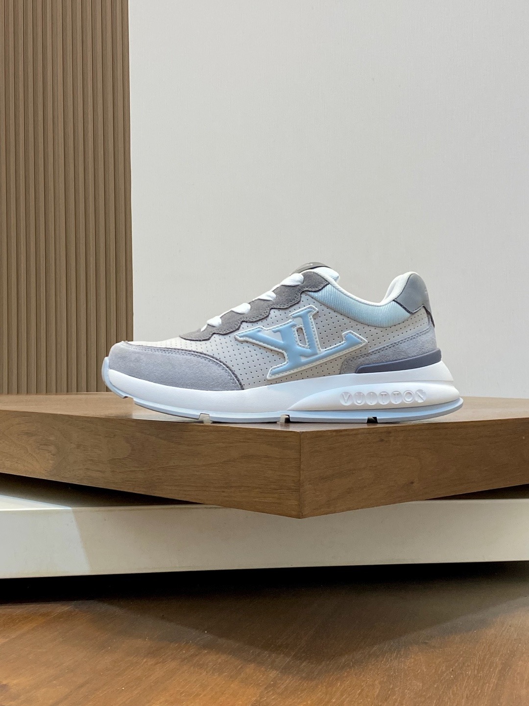 Louis Vuitton Run Away Grey Suede & Light Blue Knit Low-Top Sneakers product image 2 thumbnail